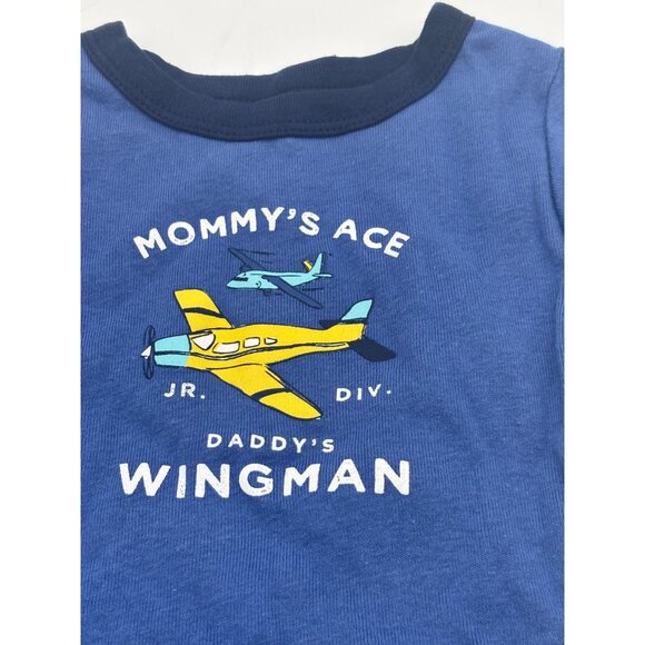 Carters Infant Boys "Mommys Ace Daddys Wingman" Ringer T-shirt, Blue, 18M - Picture 3 of 6